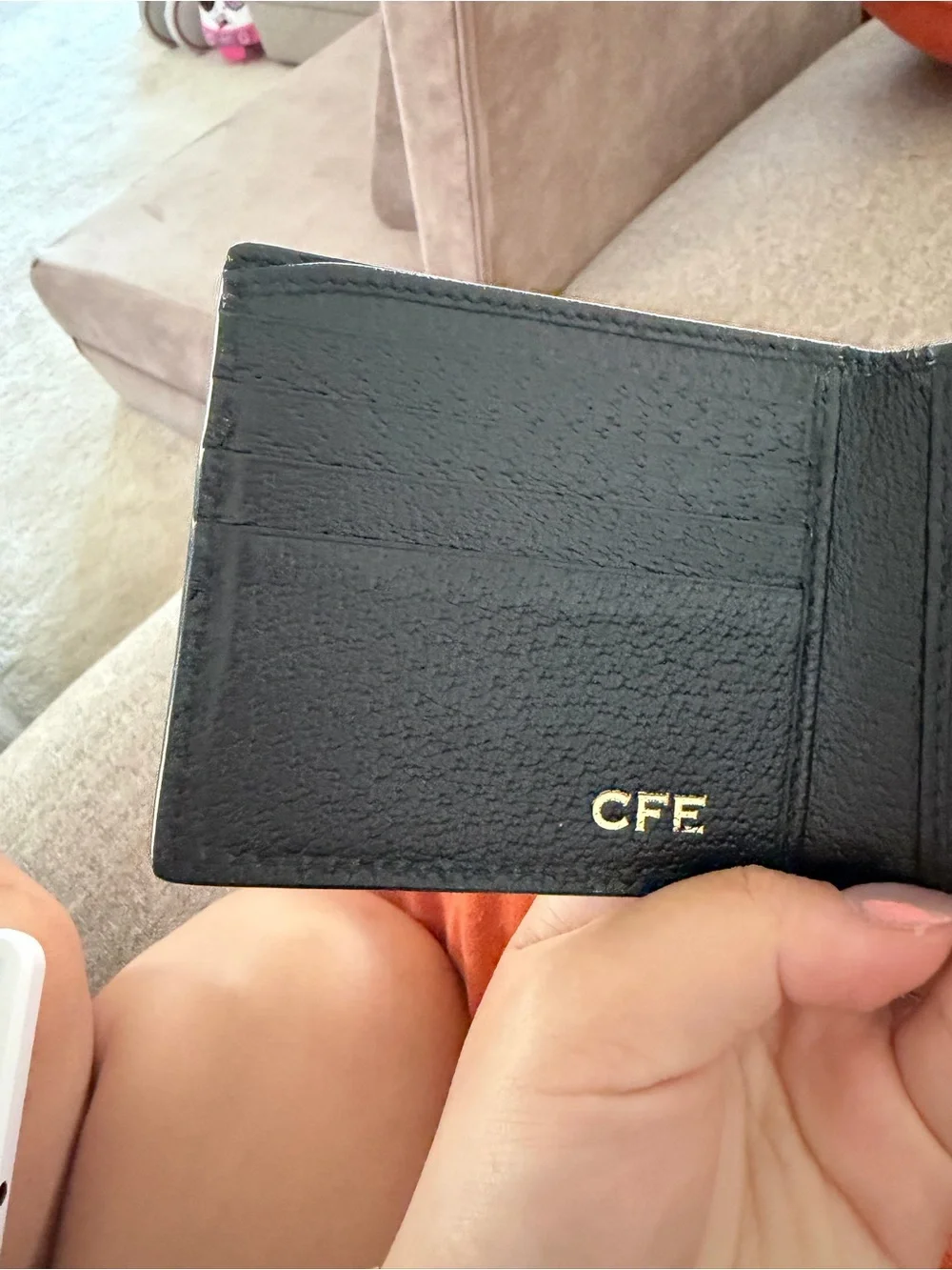Gucci Beige Monogram & Black Leather Bifold Wallet
